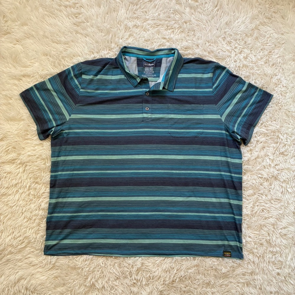 LL Bean XXXL Slightly Fitted Golf Striped Performance Polo Short Sleeve shirt